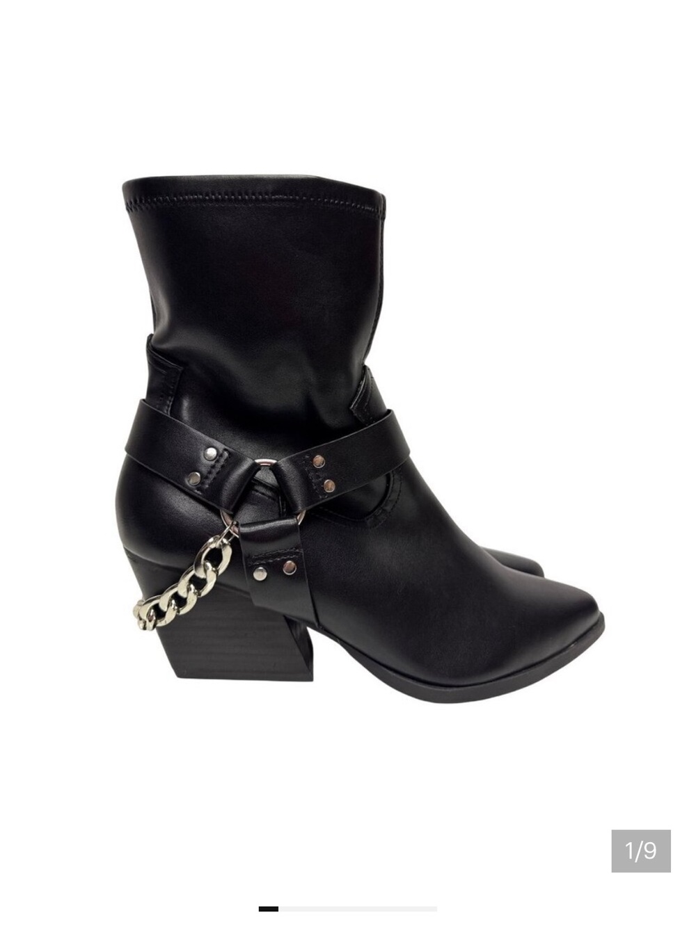 Dolce Vita Black Keeler Moto Ankle Boots with Chain Detail NEW